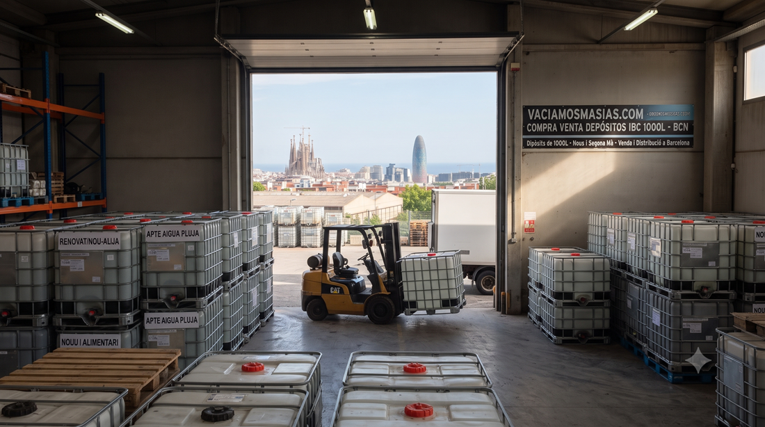 Depósitos IBC de 1000 litros recuperados de almacenes, naves y fincas