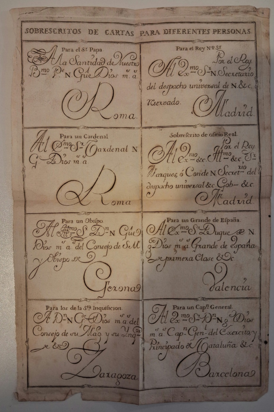 Sobrescritos de cartas antiguas para el Rey el Papa y la Santa Inquisición