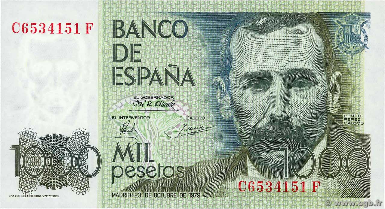 Anverso Billete 1000 Pesetas Jose Zorrilla